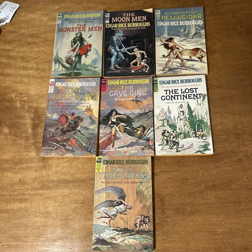 Edgar Rice Burroughs Lot Of Science Fiction Classic Novels Ace Paperback Books